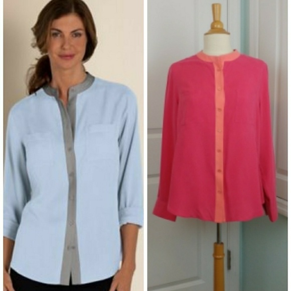 Soft Surroundings 100% Silk Color Blocked Blouse Small - Picture 2 of 8
